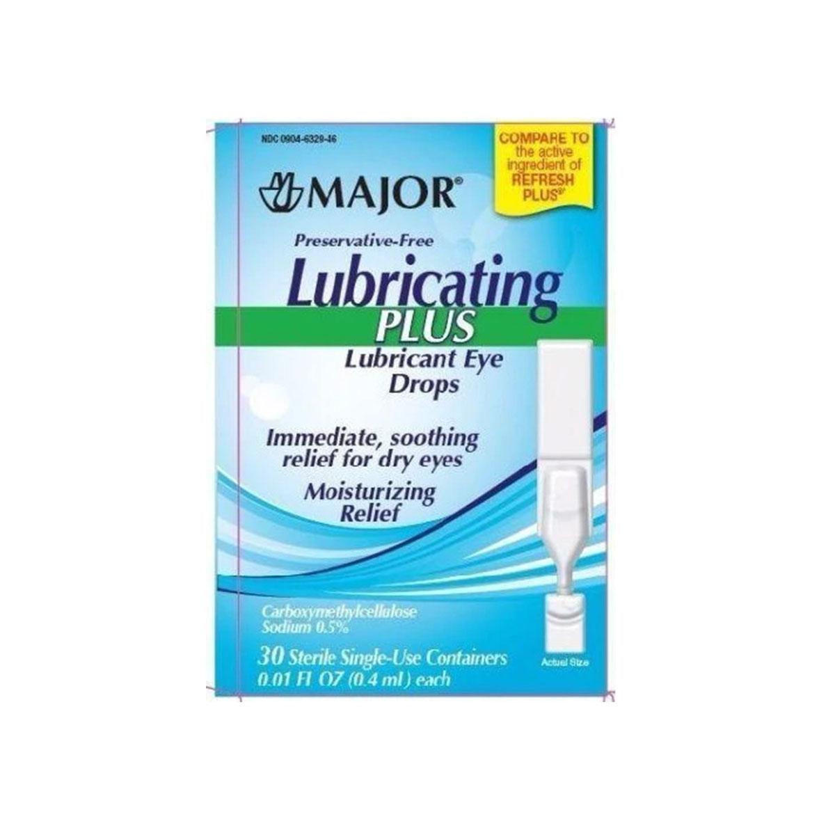 Major Lubricating Plus Lubricant Eye Drops, 0.4 mL, 30/Box
